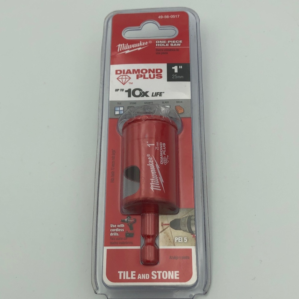 New Milwaukee Tool Diamond Plus Hole Saw 1" For Tile and Stone -  Red